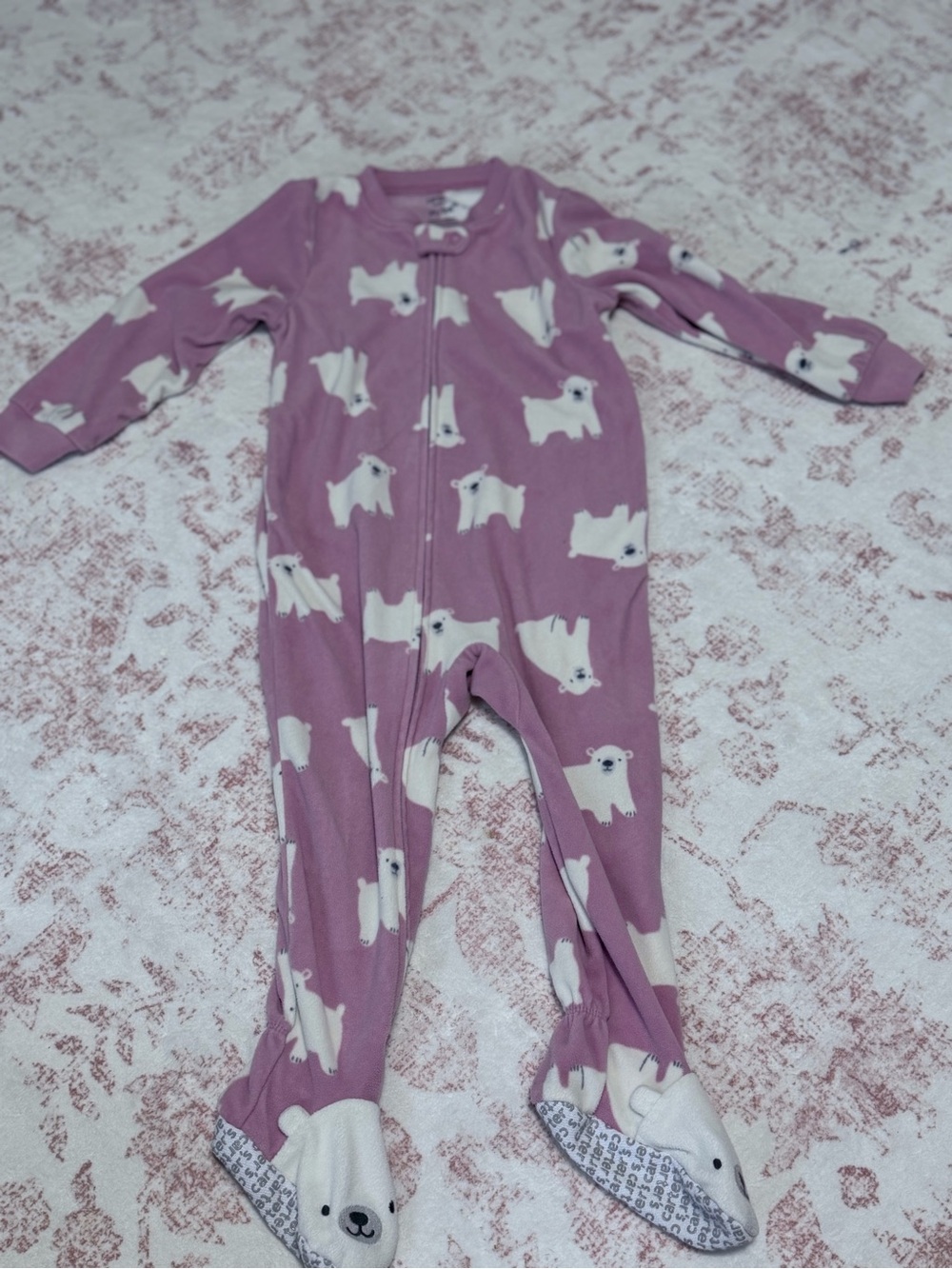Carter's Mauve Pink Polar Bear Footed One-Piece